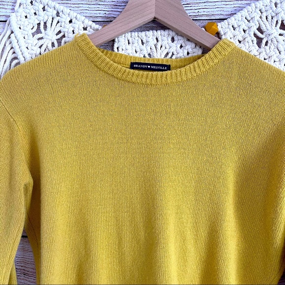 Brandy Melville Francesca Yellow Crop Sweater OS - Picture 3 of 8